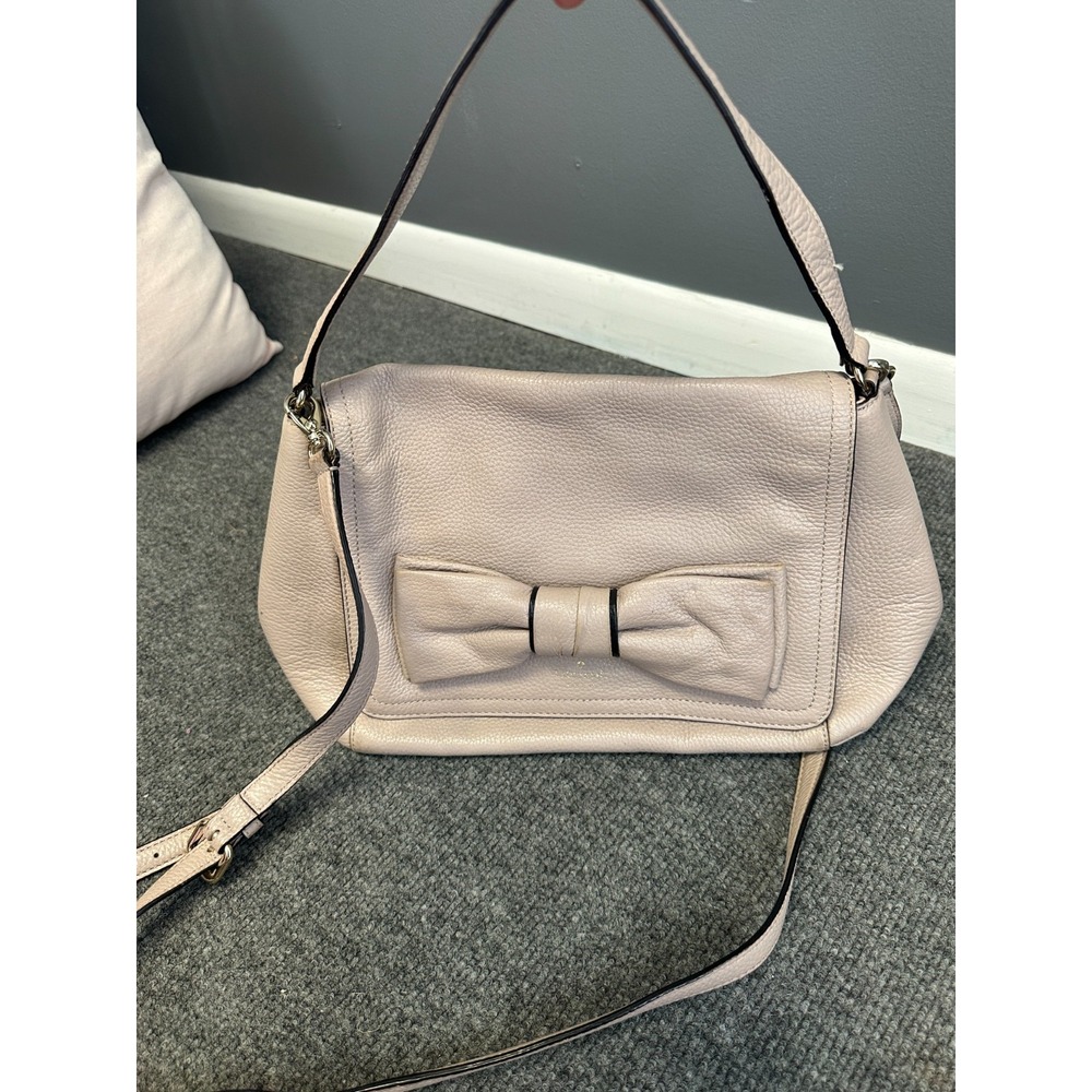 Kate Spade Leather Bow Crossbody Bag Blush Pinkish Nude Handbag Purse